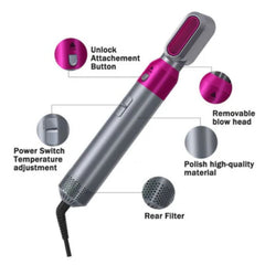 5-in-1 Professional Hair Styling Tool - Air Brush, Dryer & Comb for Perfect Hairstyles