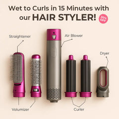 5-in-1 Professional Hair Styling Tool - Air Brush, Dryer & Comb for Perfect Hairstyles